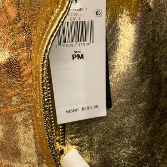 Ralph Lauren Gold Metallic Genuine Leather Bomber Jacket Women's Size P-Large - Picture 3 of 11